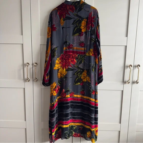 Citron Santa Monica Silk Velvet Coat Dress Button Down Cardigan Wearable Art - Picture 8 of 8